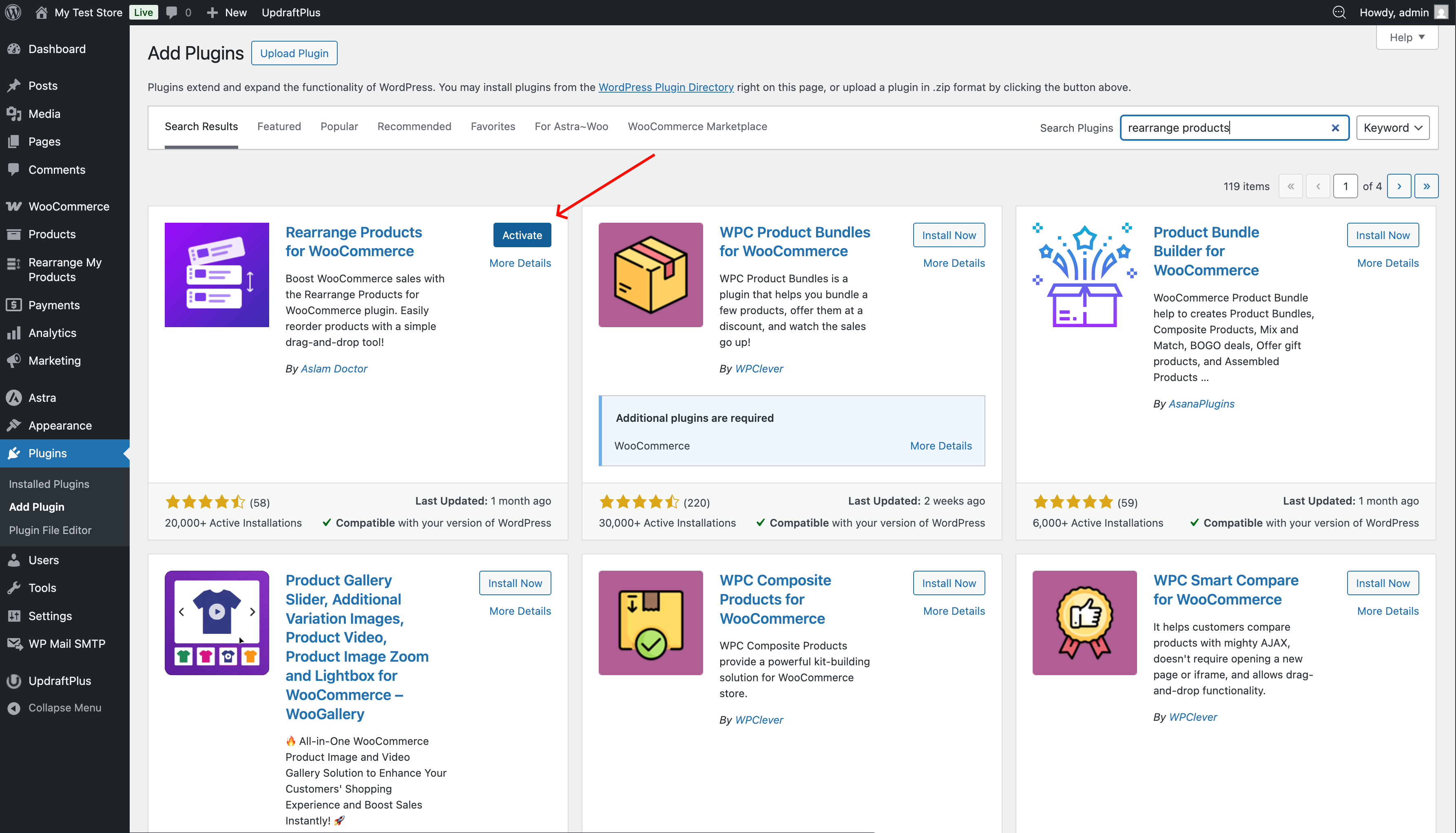 Installation & Activation | Rearrange Products for WooCommerce